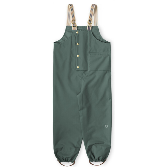 Dungaree Striped Suspender Rain Pants, Laurel