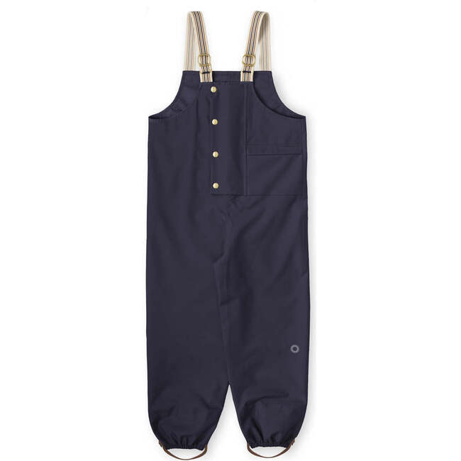 Dungaree Striped Suspender Rain Pants, False Indigo