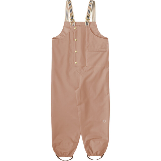 Dungaree Striped Suspender Rain Pants, Beach Rose