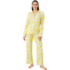 Women's Sofia Floral Print Pajamas Long Set, Yellow Petals - Pajamas - 1 - thumbnail