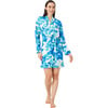 Women's Joey Floral Print Robe, White & Blue Pond - Robes - 1 - thumbnail