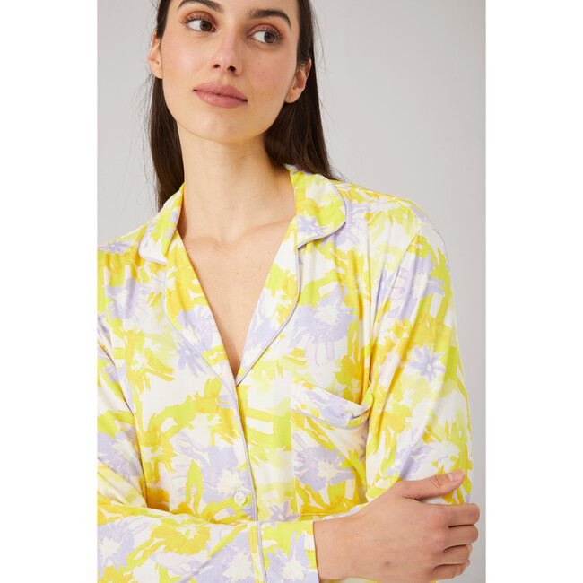 Women's Sofia Floral Print Pajamas Long Set, Yellow Petals - Pajamas - 2