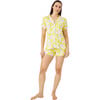 Women's Jenna Floral Print Pajamas Short Set, Yellow Petals - Pajamas - 1 - thumbnail