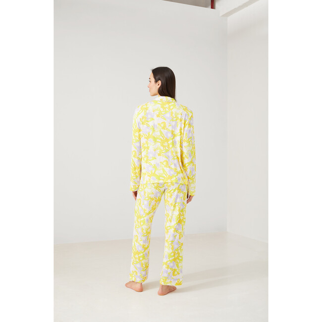 Women's Sofia Floral Print Pajamas Long Set, Yellow Petals - Pajamas - 3