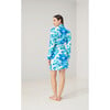 Women's Joey Floral Print Robe, White & Blue Pond - Robes - 2