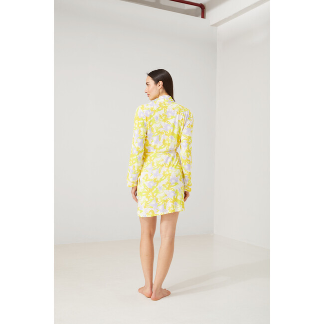 Women's Joey Floral Print Robe, Yellow Petals - Robes - 3