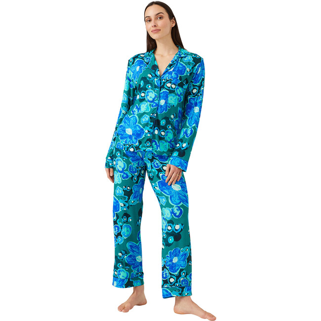Women's Sofia Floral Print Pajamas Long Set, Jade Pond