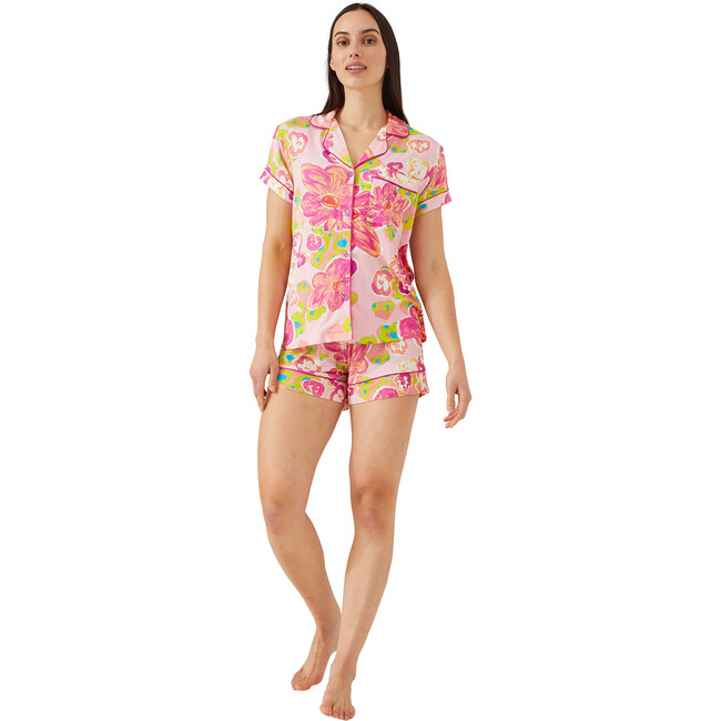 Women's Jenna Floral Print Pajamas Short Set, Pink Pond