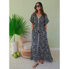 Women's Pia V-Neck Short Sleeve Caftan Dress, Carmen Graphite - Dresses - 2