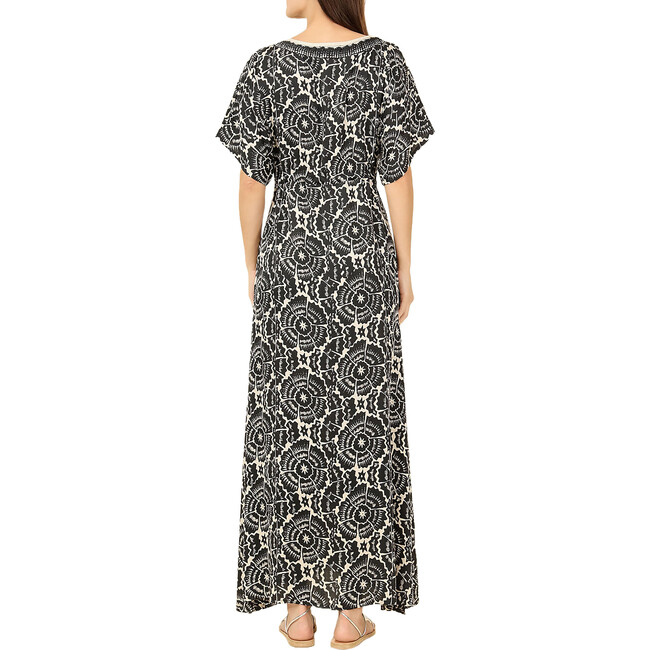 Women's Pia V-Neck Short Sleeve Caftan Dress, Carmen Graphite - Dresses - 4