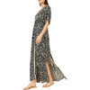 Women's Pia V-Neck Short Sleeve Caftan Dress, Carmen Graphite - Dresses - 5