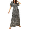 Women's Pia V-Neck Short Sleeve Caftan Dress, Carmen Graphite - Dresses - 6
