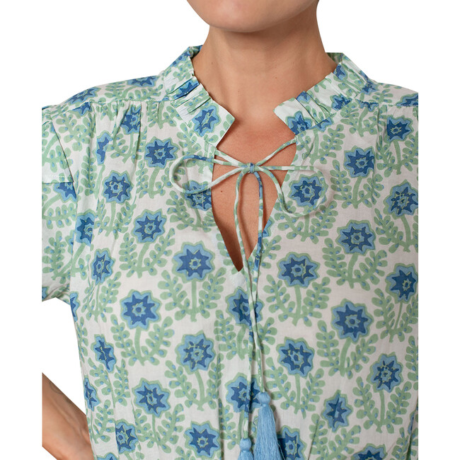 Women's Ella Azalea Floral Print Ruffle Neck Dress, Green