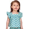 Mini Honor Floral Print Flutter Sleeve Top, Green - Dresses - 1 - thumbnail