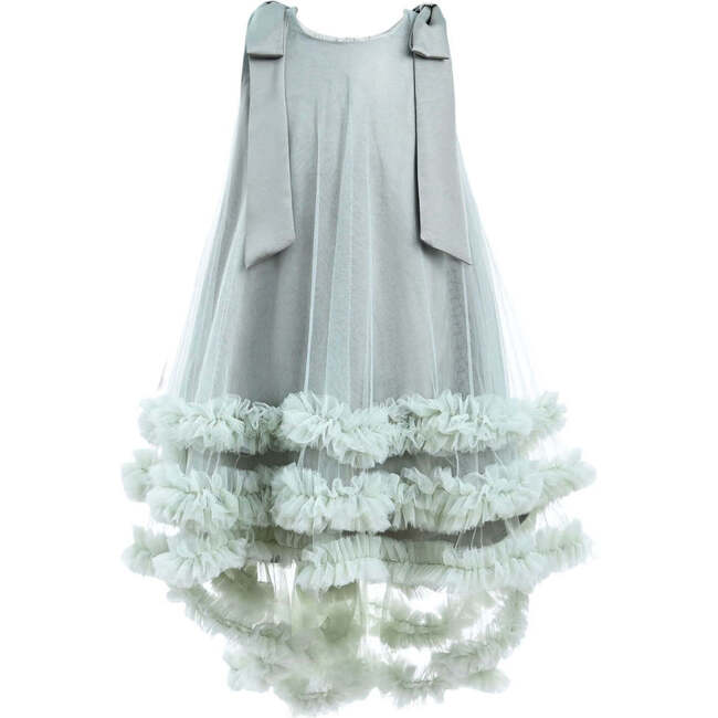 Violeta Sleeveless Ruffle Overlay Dress, Green