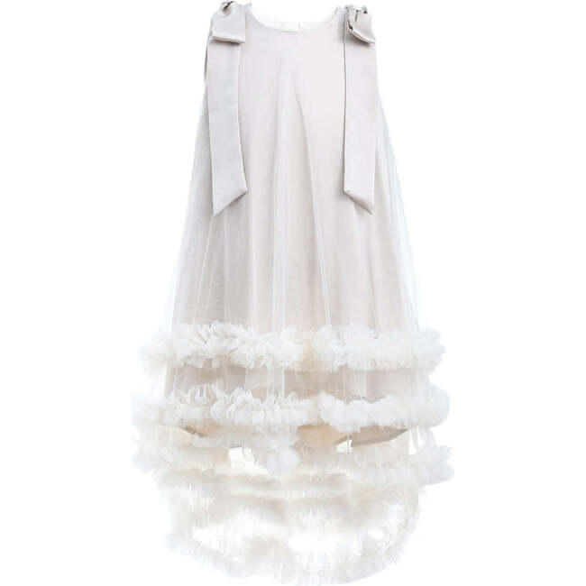 Violeta Sleeveless Ruffle Overlay Dress, Cream