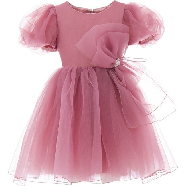 Raspberry Bow Organza Dress, Pink