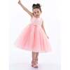 Pearl Bow Tulle Dress, Pink - Dresses - 2