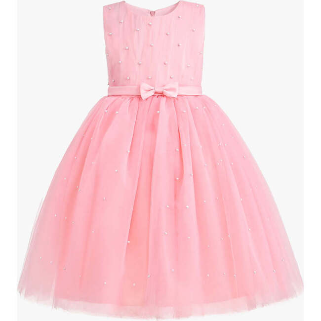 Pearl Bow Tulle Dress, Pink