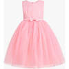 Pearl Bow Tulle Dress, Pink - Dresses - 1 - thumbnail