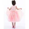 Pearl Bow Tulle Dress, Pink - Dresses - 5