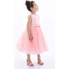 Pearl Bow Tulle Dress, Pink - Dresses - 4