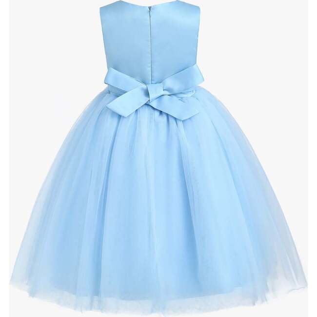 Pearl Bow Tulle Dress, Blue - Dresses - 5