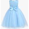 Pearl Bow Tulle Dress, Blue - Dresses - 5