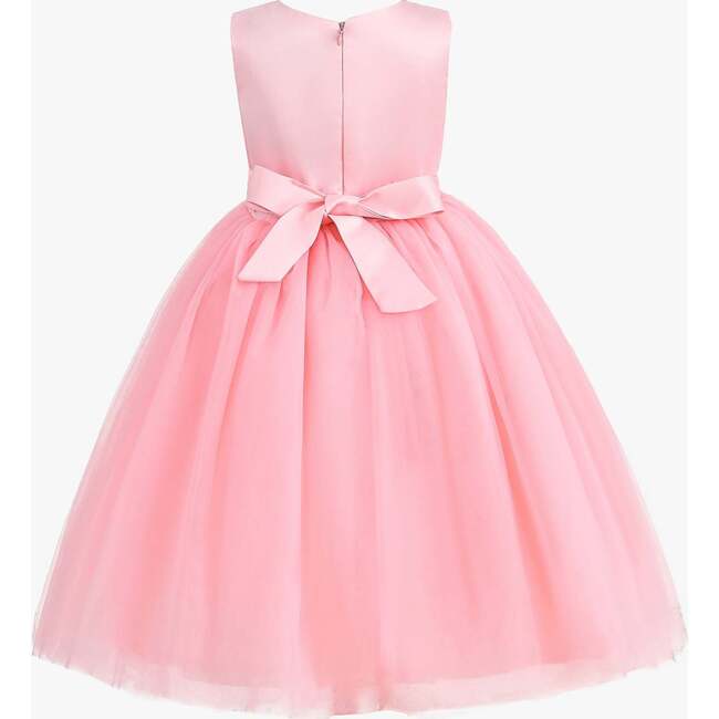 Pearl Bow Tulle Dress, Pink - Dresses - 6