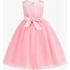 Pearl Bow Tulle Dress, Pink - Dresses - 6