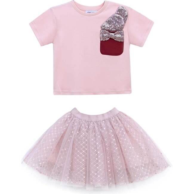 Glimmer Applique Outfit, Pink