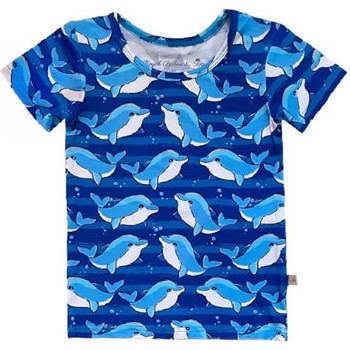 Under The Sea Ocean Water Dolphin Short Sleeve Bamboo Toddler Boys T-Shirt, Blue