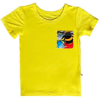 Summer Bumble Bee Short Sleeve Toddler Pocket T-Shirt, Yellow