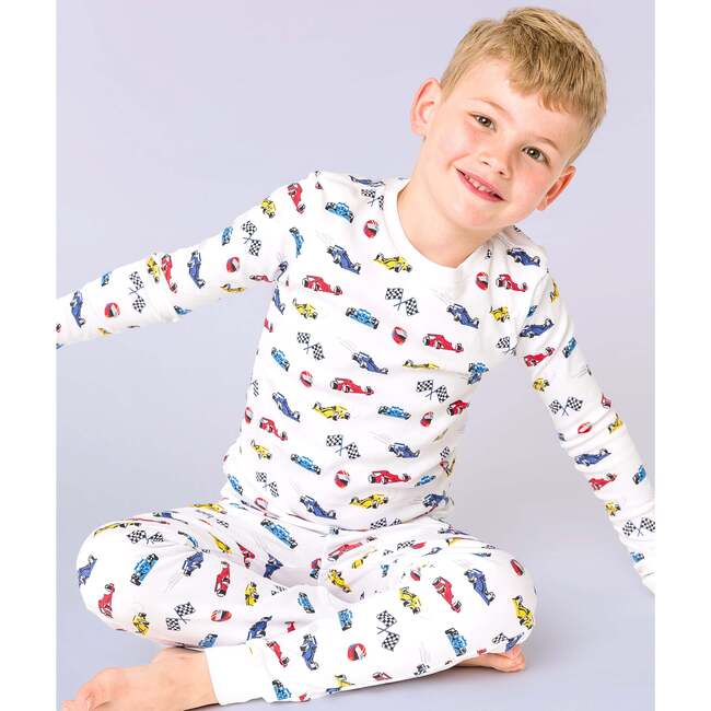 The Organic Long Sleeve Pajama Set, Race Cars - Pajamas - 3