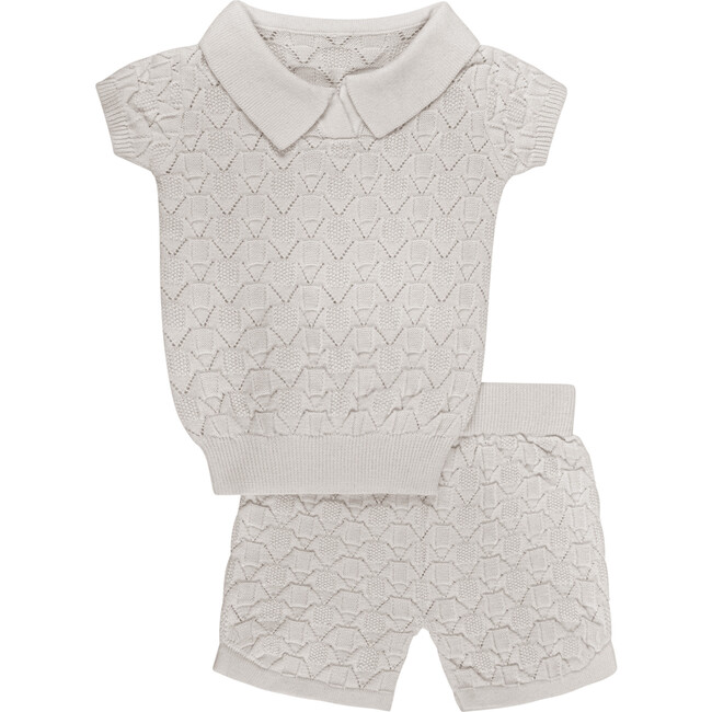 Collared Knit Heather Set, Taupe