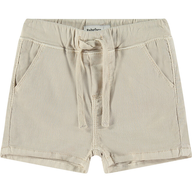 Twill 2-Pocket Drawstring Shorts, Stone