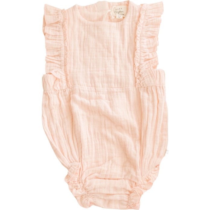 Organic Cotton Muslin Flutter Sleeve Bubble Romper, Orchid Pink - Rompers - 1