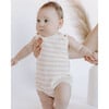 Organic Cotton Stripe Knit Bubble Romper, Orchid Pink Stripes - Rompers - 2