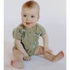 Organic Cotton Knit Jacquard Playsuit in Zebra, Sage - Rompers - 3