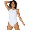 The Malibu One Piece Long Torso, White Ribbed - One Pieces - 1 - thumbnail