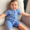 Henley Romper, Fin Whale on Blue - Rompers - 3