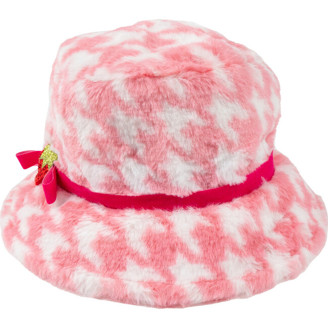 Adult Strawberry Shortcake Premium Parfait Houndstooth Bucket Hat, Pink