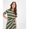 Women's Short Sleeve Striped Cody Dress, Army/Cream - Dresses - 4