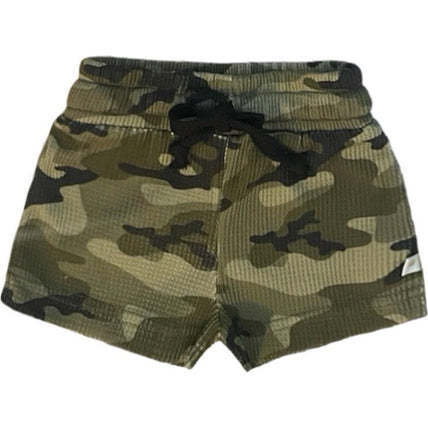 Boys Camo Camouflage Waffle Shorts, Green - Shorts - 1
