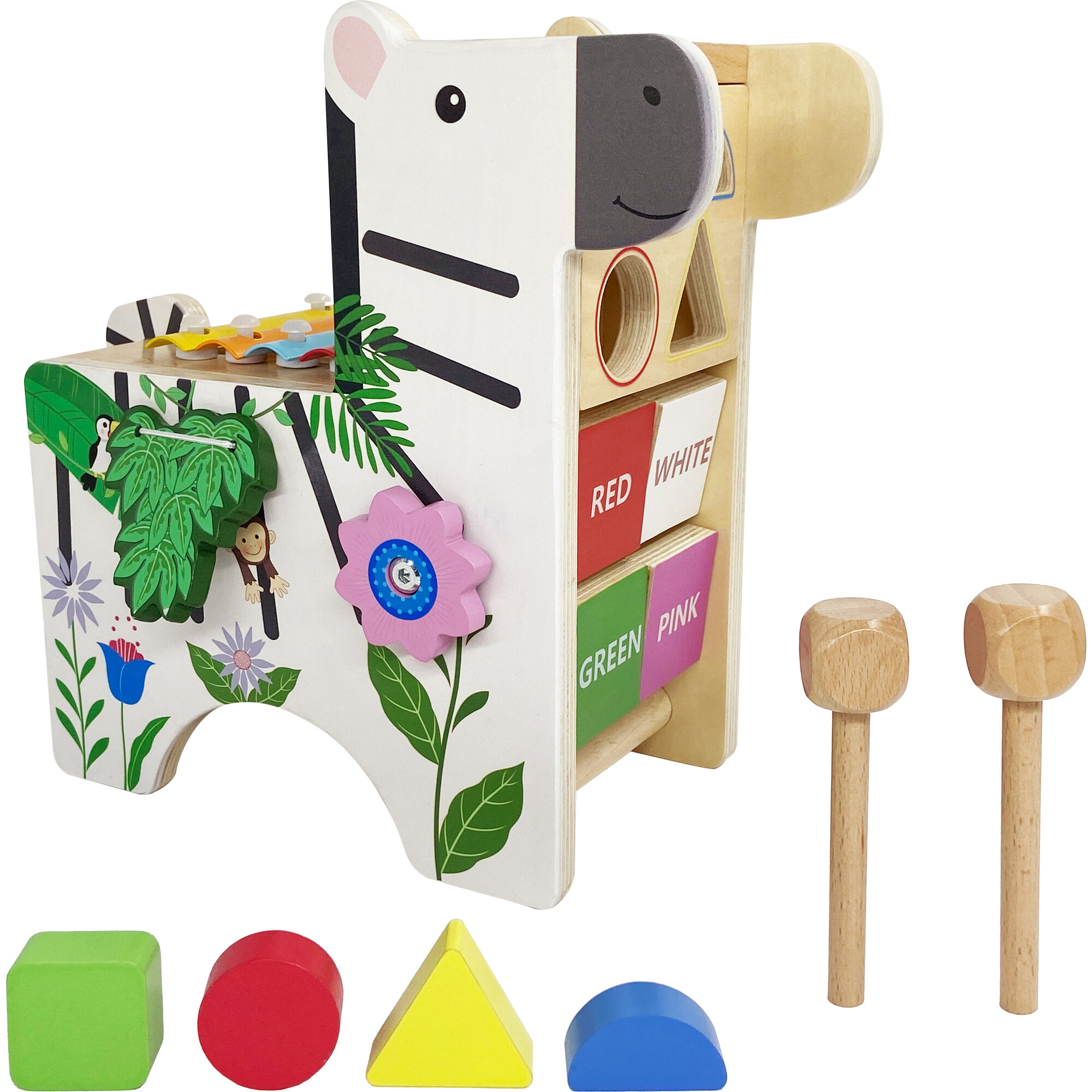 Toddler Zebra Activity Play Center with Xylophone, Multi - Musical - 1