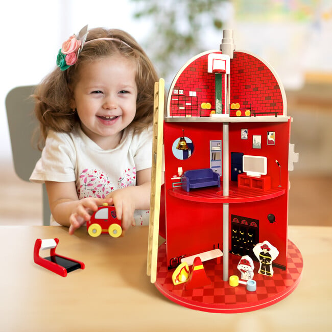 3-Story Fire Station Playset with 25 Figurines and Furnishings, Multi - Playsets - 2