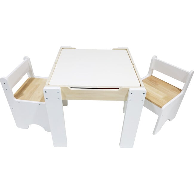 Multi-Activity Table with Reversible Tabletop & Chairs Set - Kids Seating - 4