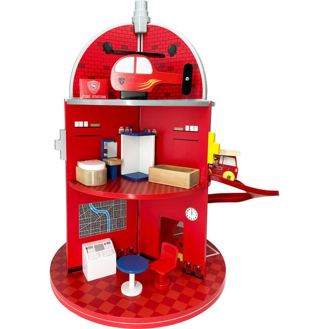 3-Story Fire Station Playset with 25 Figurines and Furnishings, Multi - Playsets - 5