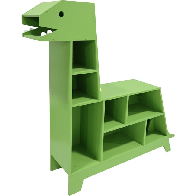 Dinosaur Shaped Bookcase / Toy Organizer with Assorted Cubbies, Green - Bookcases - 5