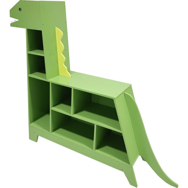 Dinosaur Shaped Bookcase / Toy Organizer with Assorted Cubbies, Green - Bookcases - 7